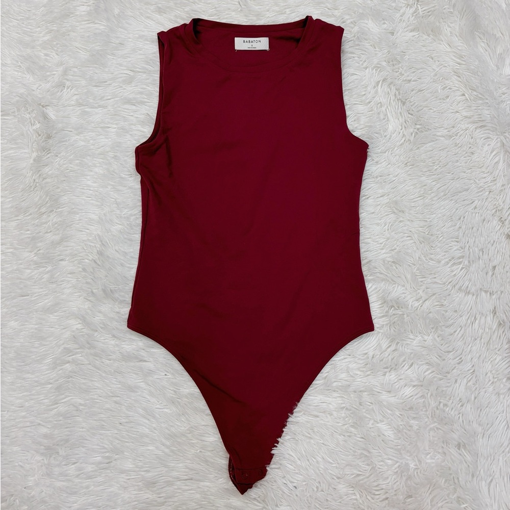 Aritzia Babaton Sleeveless Burgundy Bodysuit